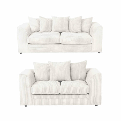 Luxury Life (Cream, 3 Plus 2 Set) Dylan Jumbo Cord Fabric Sofas