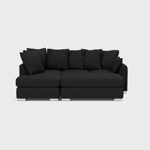 Luxury Life (Black, Left Hand Facing) Ariana Fabric Corner Sofa with Footstool 1