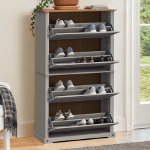 Corona Grey Wax 4 Shelf Shoe Rack Chest Wooden Storage