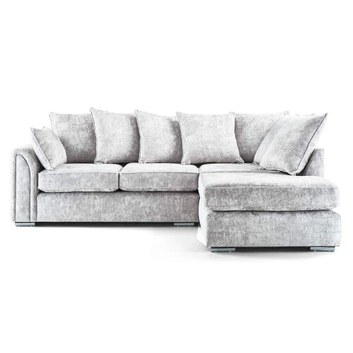 Luxury Life (Silver, Right Hand Facing) Ariana Fabric Corner Sofa with Footstool