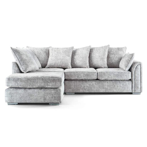 Luxury Life (Silver, Left Hand Facing) Ariana Fabric Corner Sofa with Footstool