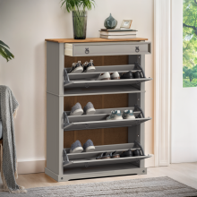 Corona Grey Wax 1 Drawer 3 Shelf Shoe Rack Chest