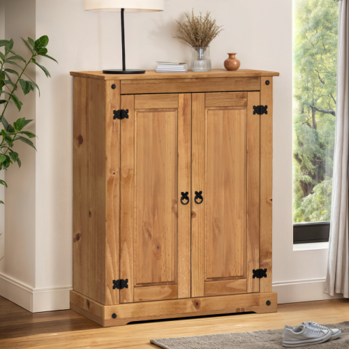 Mercers Furniture Corona 2 Door Shoe Rack Cupboard Solid Wood Pine Wooden 1