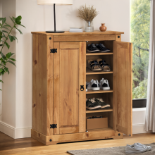 Corona 2 Door Shoe Rack Cupboard Solid Wood Pine Wooden