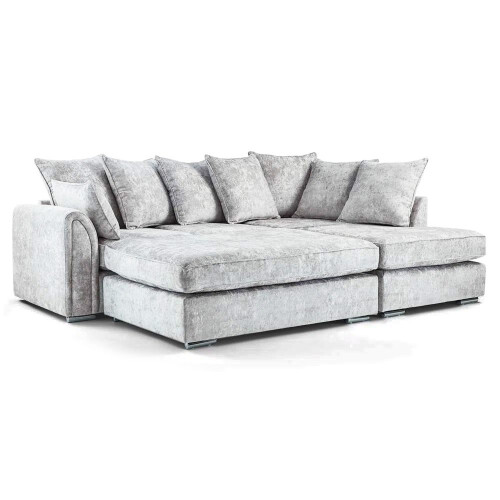 Luxury Life (Silver, Right Hand Facing) Ariana Fabric Corner Sofa with Footstool 1