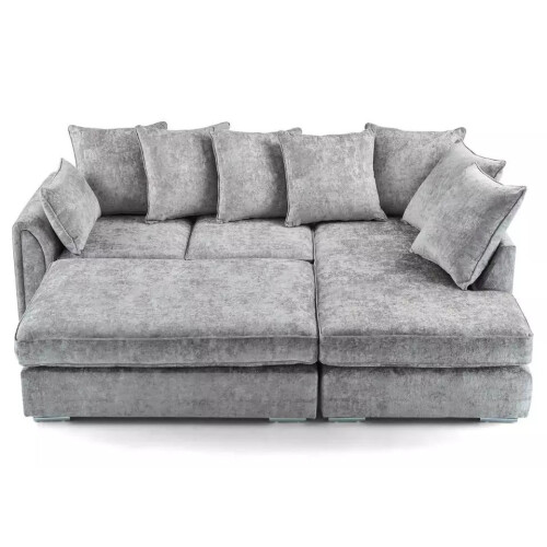 Luxury Life (Silver, Right Hand Facing) Ariana Fabric Corner Sofa with Footstool 2