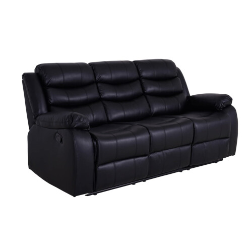 Luxury Life (Black, 3 Seater) Roma Air Leather Recliner Sofas 1
