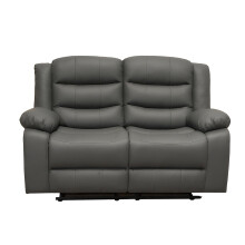 (Grey, 2 Seater) Roma Air Leather Recliner Sofas