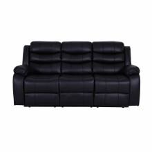 (Black, 3 Seater) Roma Air Leather Recliner Sofas