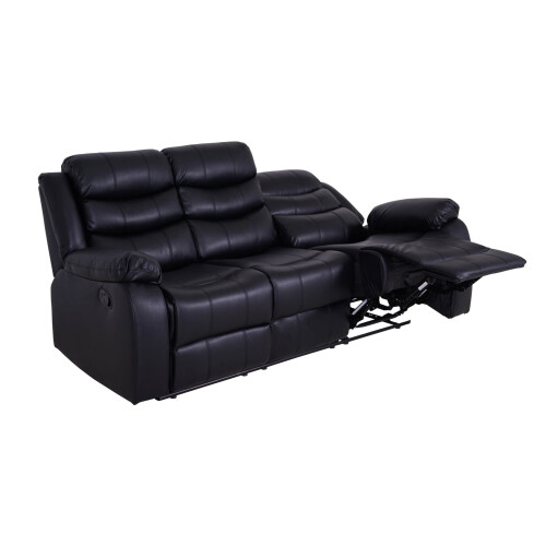 Luxury Life (Black, 3 Seater) Roma Air Leather Recliner Sofas 2