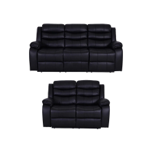 (Black, 3 Plus 2 Set) Roma Air Leather Recliner Sofas