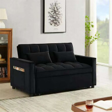 (Black) Madrid Velvet 2 Seater Sofa Bed