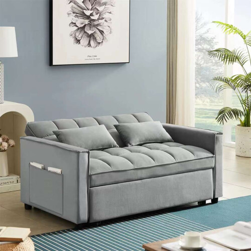 Luxury Life (Grey) Madrid Velvet 2 Seater Sofa Bed 1