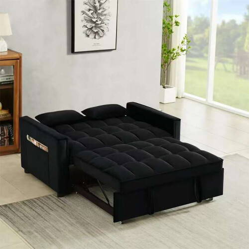 Luxury Life (Black) Madrid Velvet 2 Seater Sofa Bed 2