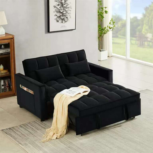 Luxury Life (Black) Madrid Velvet 2 Seater Sofa Bed 1