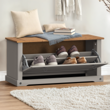 Corona Grey Wax Shoe Rack Bench 1 Shelf Chest Wooden Pine