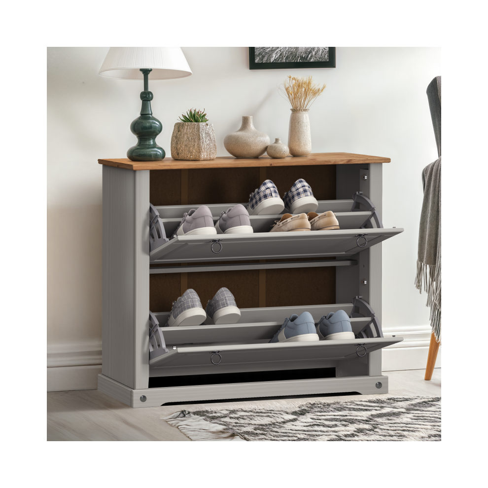 Mercers Furniture Corona Grey Wax 2 Shelf Shoe Chest - Image 3