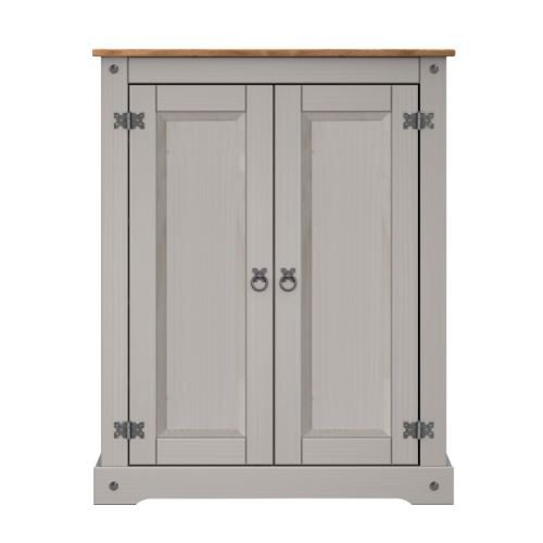 Mercers Furniture Corona Grey 2 Door Shoe Rack Cupboard Solid Wooden 1