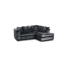 (Black, Right Hand Facing) Dylan Crushed Velvet Fabric Sofas