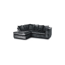 (Black, Left Hand Facing) Dylan Crushed Velvet Fabric Sofas