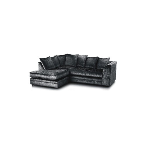 Luxury Life (Black, Left Hand Facing) Dylan Crushed Velvet Fabric Sofas