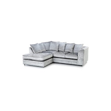 (Silver, Left Hand Facing) Dylan Crushed Velvet Fabric Sofas