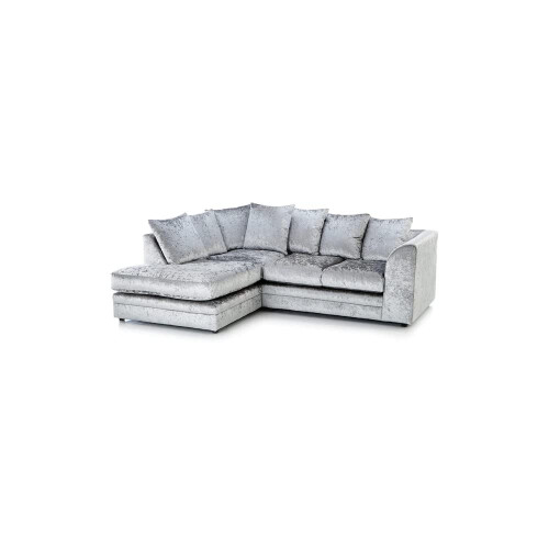 Luxury Life (Silver, Left Hand Facing) Dylan Crushed Velvet Fabric Sofas