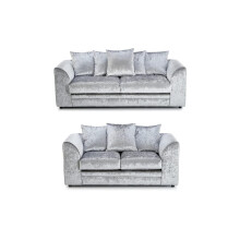 (Silver, 3 Plus 2 Set) Dylan Crushed Velvet Fabric Sofas