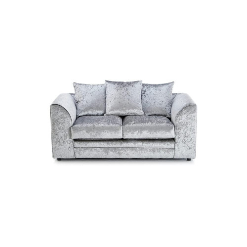 Luxury Life (Silver, 2 Seater) Dylan Crushed Velvet Fabric Sofas