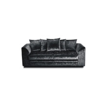 (Black, 3 Seater) Dylan Crushed Velvet Fabric Sofas