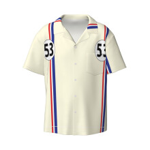 (Herbie, Number 53_7141) Men's Hawaiian Shirts Cuban Collar Vintage Bowling Short Sleeve Button Down Beach Shirt Casual Summer Vacation Wear Retro Tee