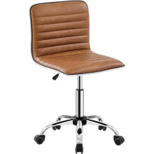 Armless PU Leather Office Desk Chair Low Back Computer Adjustable Swivel Task Chair