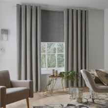 (46*72 Silver) Blackout Curtains Eyelet Ring Top Ready Made Lined Pair Panel Thermal Insulated