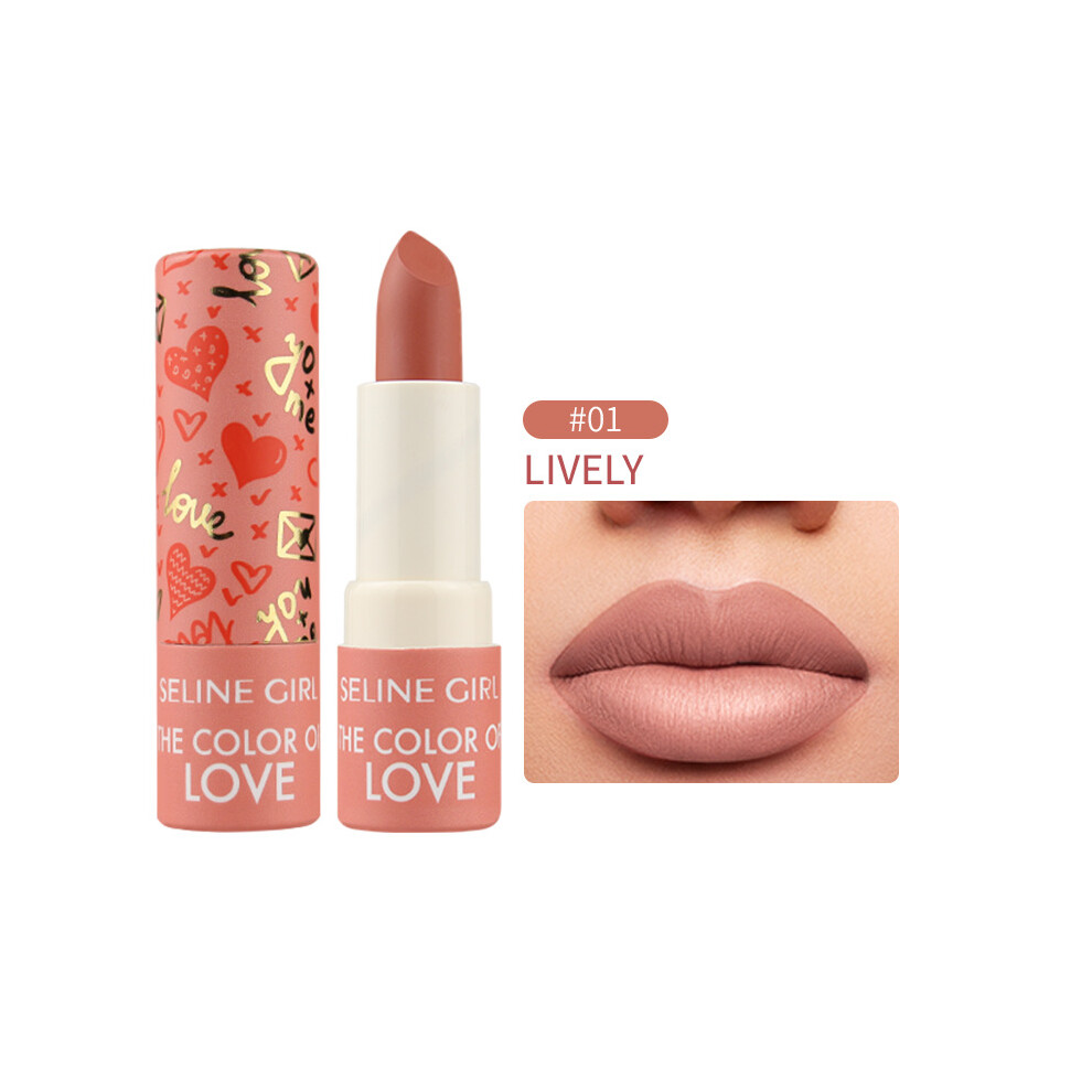 (LIVRLY, 1pcs) (SELINE GIRL) Love matte Lipstick - Rich Color, Waterproof, Moisturizing & Nourishing Formula 0.12oz