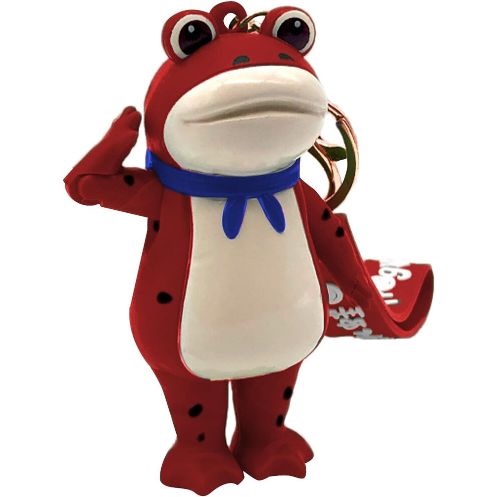 (Red) Frog Keychain - Press-To-Salute Purse Bag Pendants Keychain - Cute Key Decor Bag Handbag Pendant, Cute Anime Keychain, Creative Key Chain Frog T Red