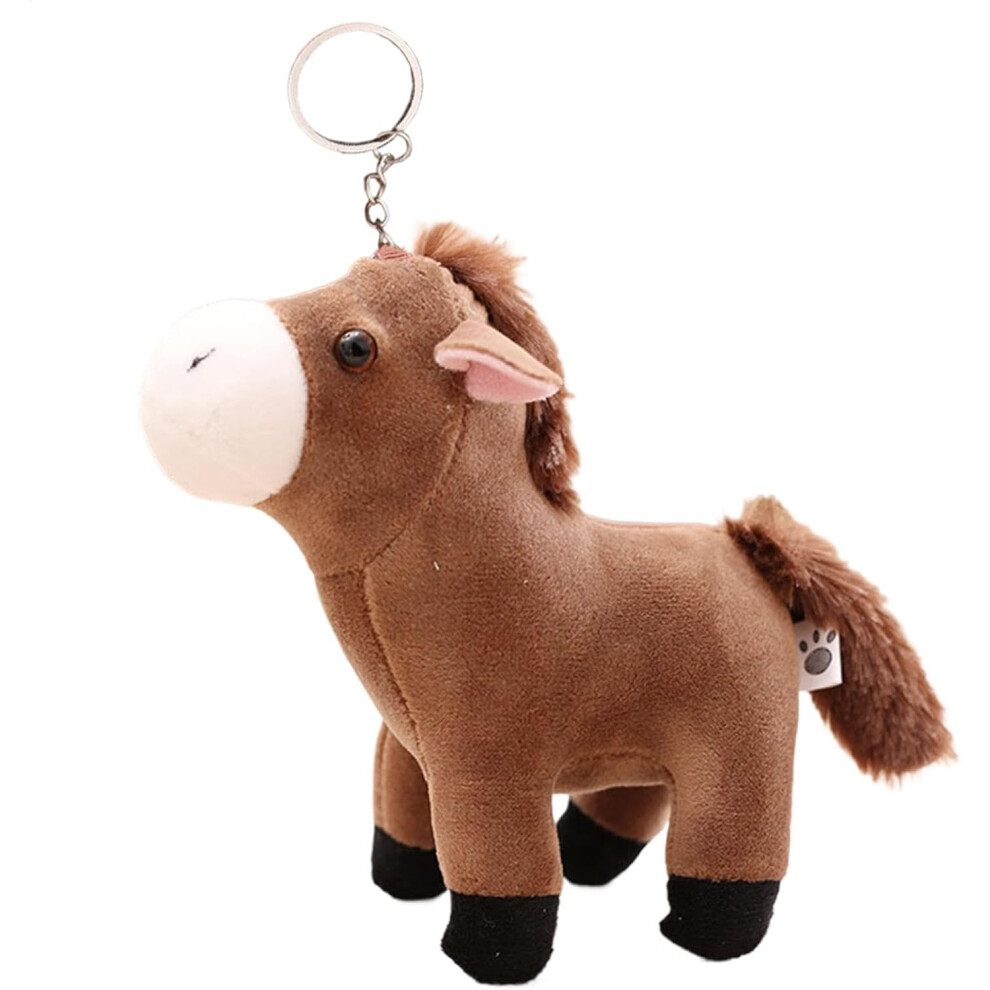 (Grey Brown) Horse Doll Keychain - Cute Horse Plush Doll Pendant Keychain - Shoulder Bag and Backpack Pendant Keyring Charm for Animal Lovers for Commuting