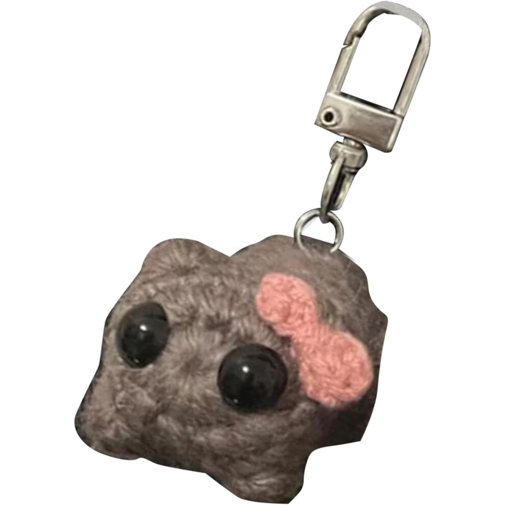 (Hamster) Sad Hamster Key Chain - Animal Crochet Keychain - Ornament Cute Crochet Animal Pendant Adorable Hamster Keychain for Bags for Kids Keys