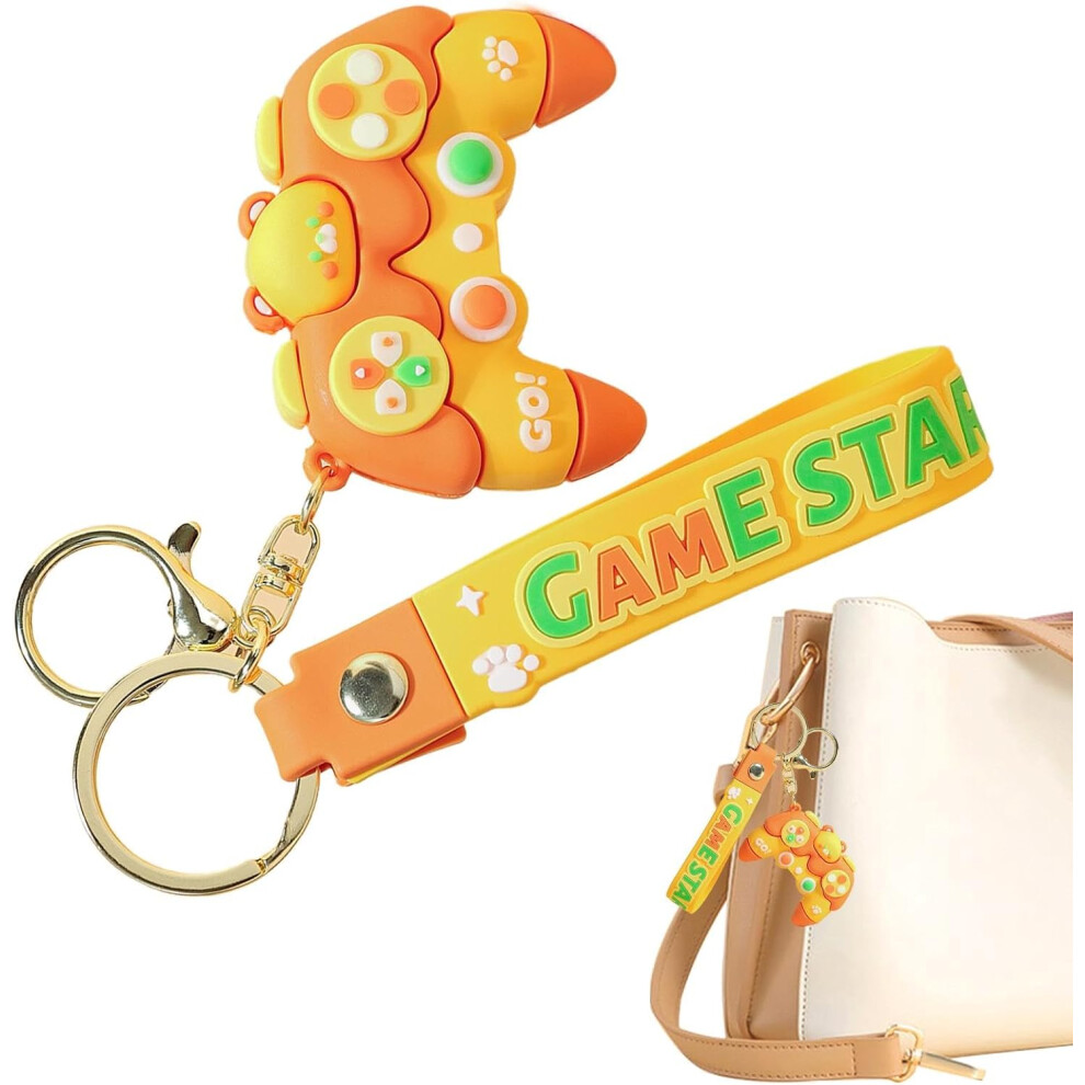 (Yellow) Game Controller Key Ring, Creative Backpack Charm, Cartoon Backpack Keychain, Key Holder, Key Charm, Lightweight Bag Pendant for Women Men