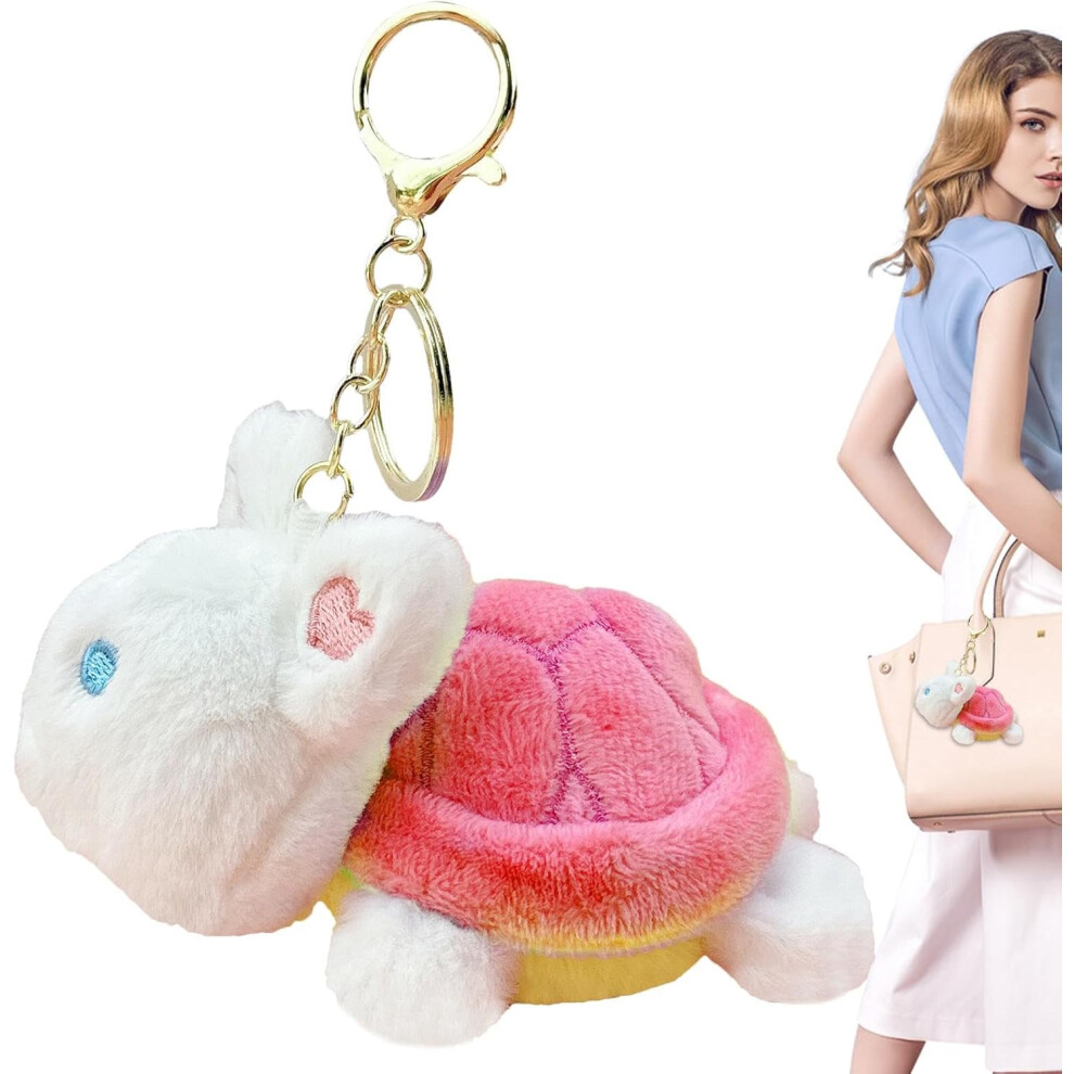 (A) Rabbit Tortoise Plush Keychain | Turtle Bunny Keychain | Pendant Keychain Stuff Miniature Plush Charm Pendant Animals Stuffed Ornaments