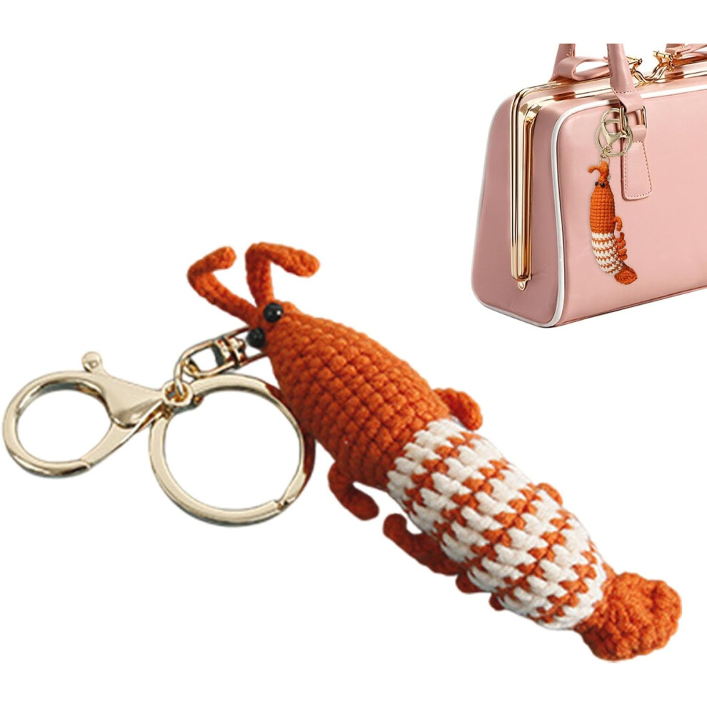 Crochet Keychain Doll - Cartoon Crochet Shrimp Doll Pendant - Novel and Interesting Decorative Keychain for Car Keys, Backpack, Mobile Phones, Bags,