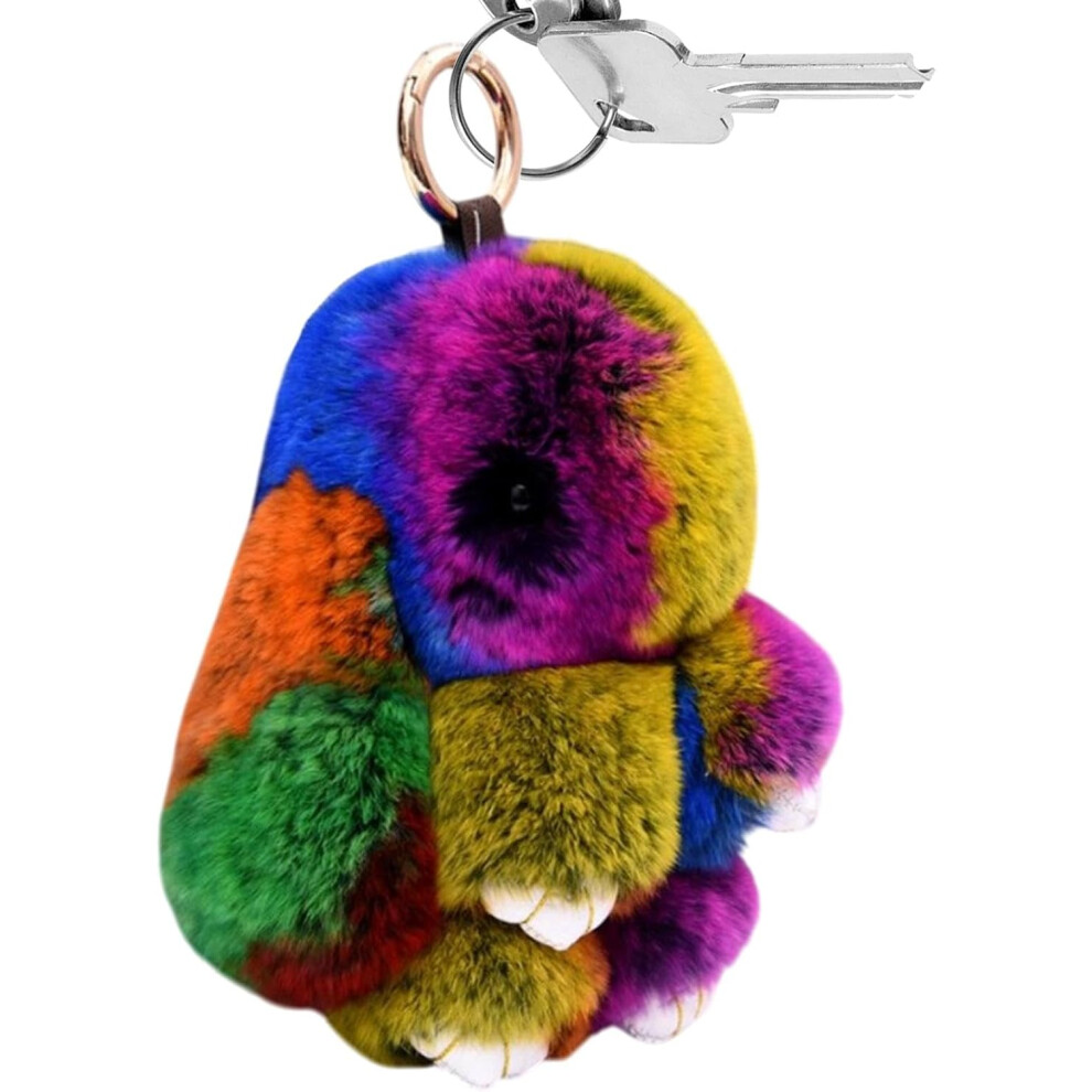 Cute Bunny Keychain - Animal Handbag Charm - Plush Bunny Keychain with Tin Adorable Keyring Pendant Charm for Bags Phones And Keys