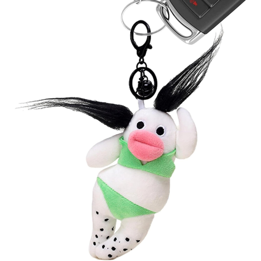 (White) Plush Keychain | Bag Ornament Thick Lips Figure | Plush Backpack Pendant Ugly and Cute Doll Keyring for Birthday Christmas