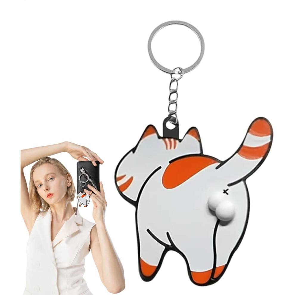 Cat Keychain - Bag Pendant Kitten Charm - Cat with Rotating Ball On Butt Keychain School Bag Backpack Pendant for Kitten Lovers