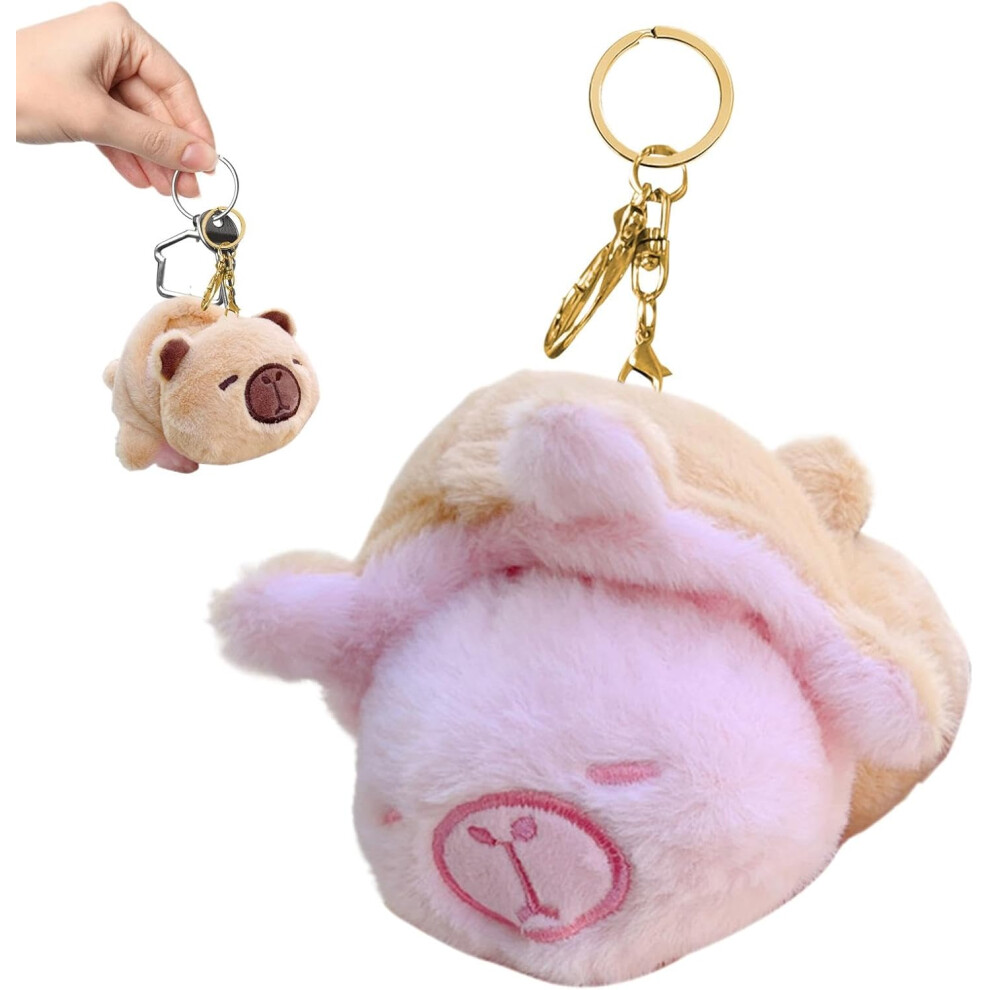 Capybara Keychain Plush, Cartoon Keyring Accessories, Reversible Capybara Plush Keychain Accessory, Stuffed Animal Keyring Pendant for Backpack Bag