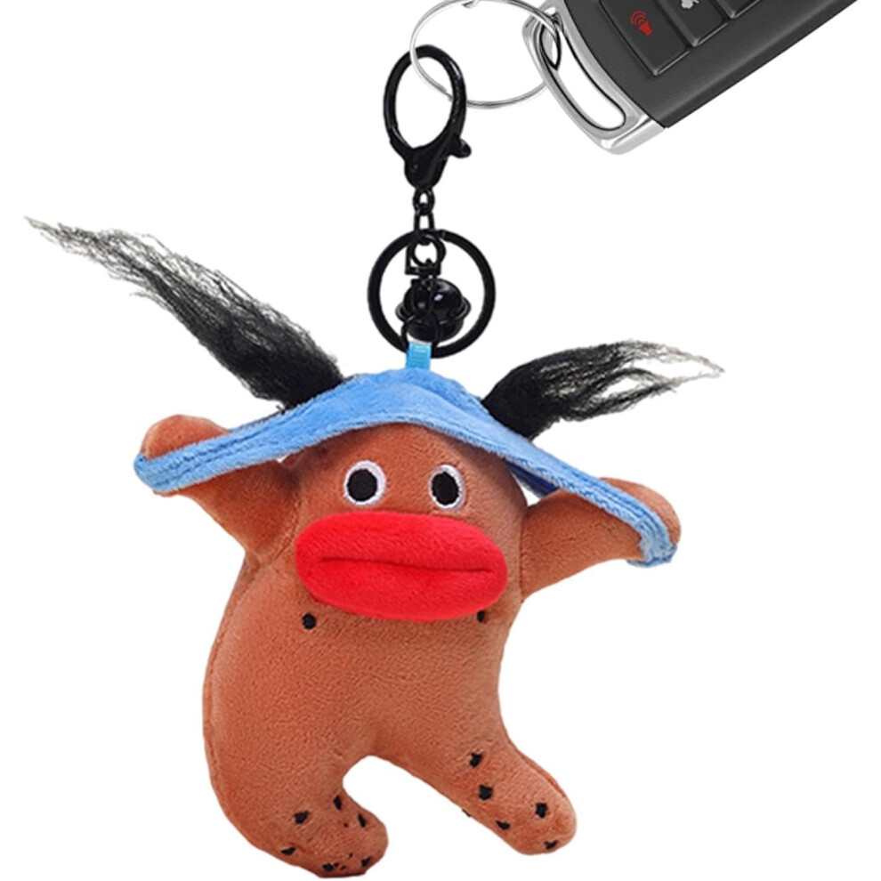 (Brown) Plush Keychain | Bag Ornament Thick Lips Figure | Plush Backpack Pendant Ugly and Cute Doll Keyring for Birthday Christmas