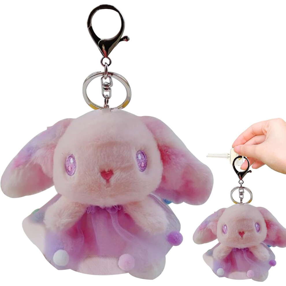 (A) Plush Bunny Keychain | Funny Gradient Color Plush Toy Keychain Small Plush Keychain - Portable Lightweight Purse Backpack Charm Handbag Pendant for Ki