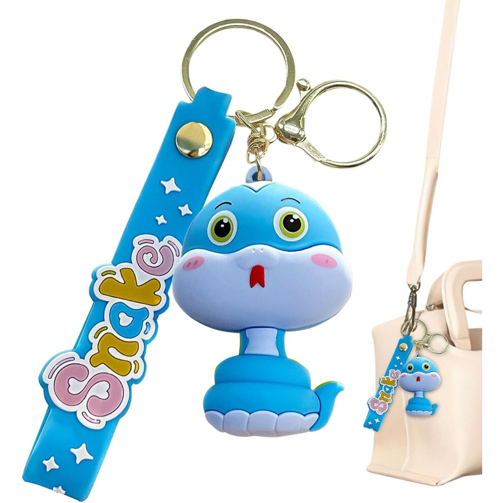 (Blue) Snake Backpack Pendant, Charm Snake Backpack Keychain, Snake Bag Hangable Keyring, Year Of Snake Animal Keyring For Friends, Family, Adults Blue