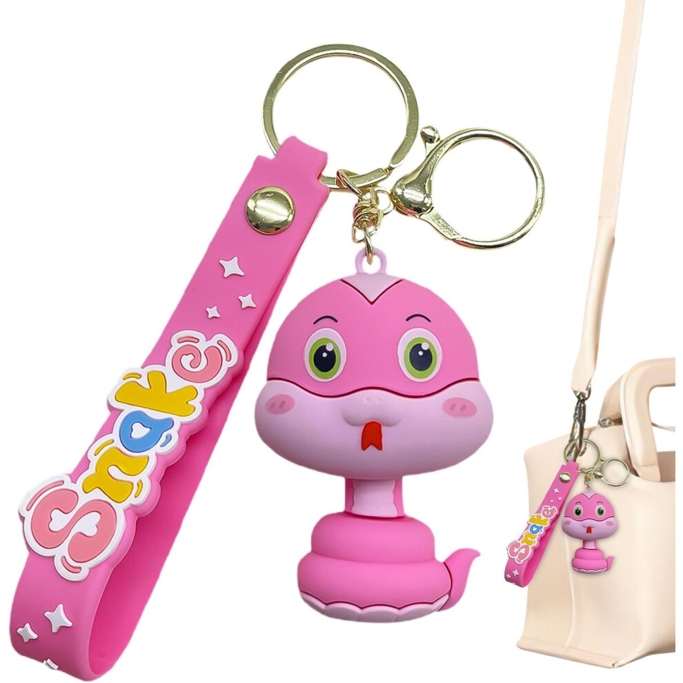(Pink) Snake Backpack Pendant, Charm Snake Backpack Keychain, Snake Bag Hangable Keyring, Year Of Snake Animal Keyring For Friends, Family, Adults Pink