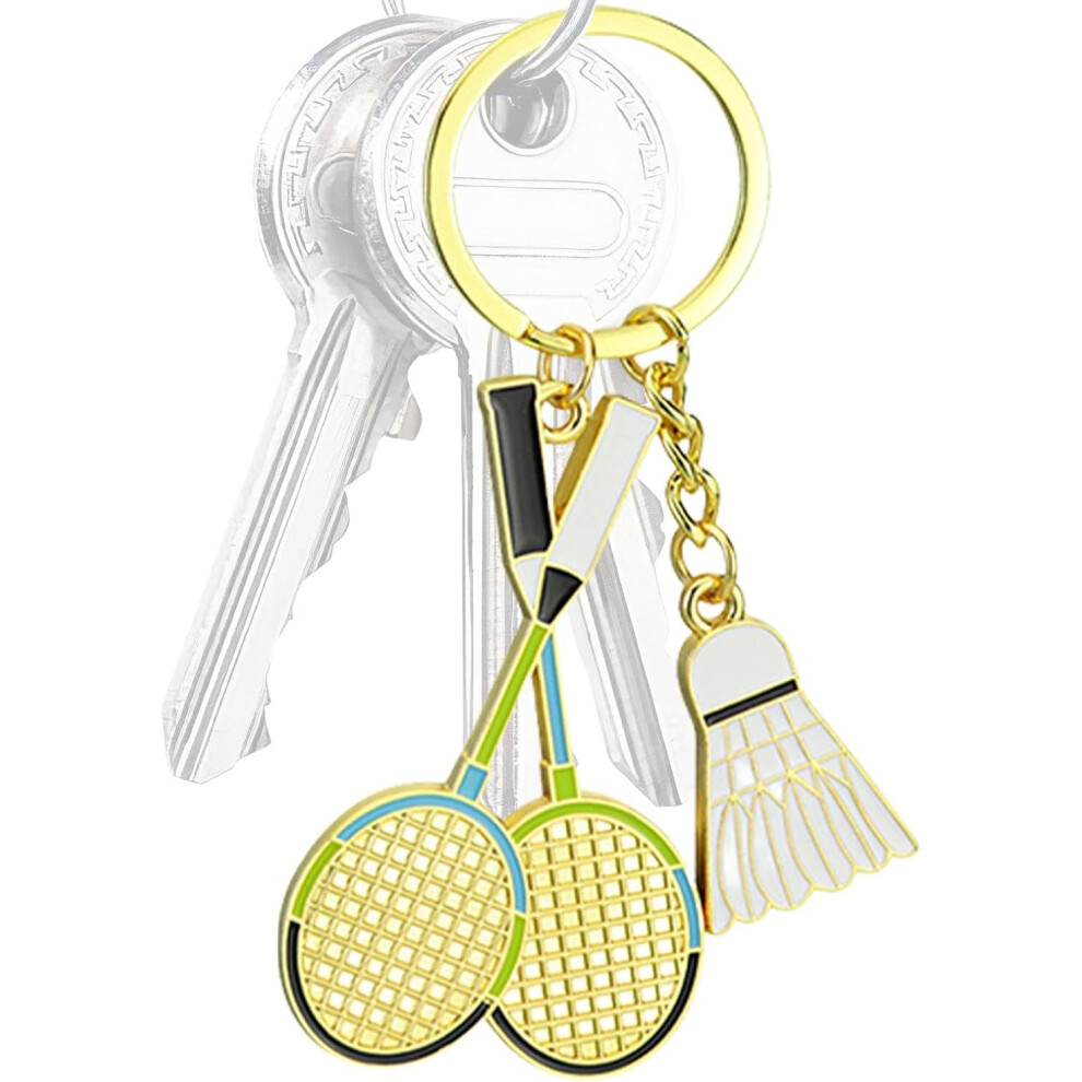 (C) Badminton Metal Keychain, Elegant Metal Keychain Pendant for Car Home, Boys Girls Bags Decoration Novelty Keychains for Business Trips, Traveling