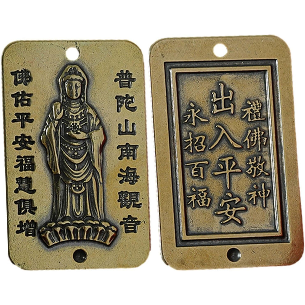 (Access to Ping an Guanyin Board) Buddha Pendant for Women | Lucky Retro Chinese Ornaments,Vintage Key Chain Decorations, Brass Bag Accessories for Backpacks, Cell Phones